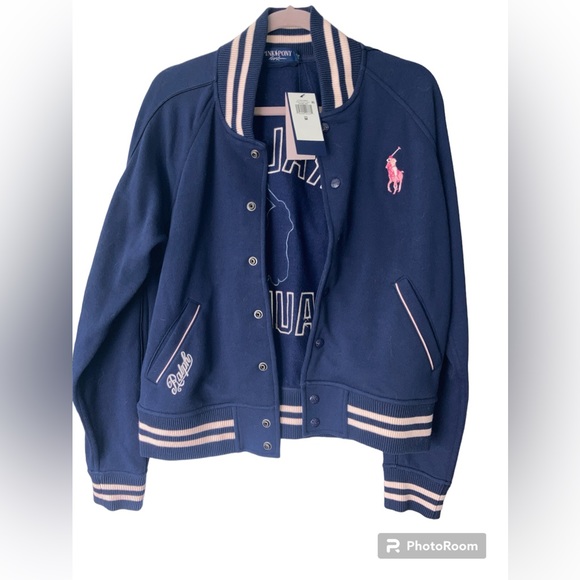 Ralph Lauren Jackets & Blazers - Ralph Lauren Navy and Pink Varsity Jacket